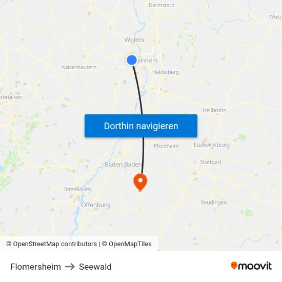 Flomersheim to Seewald map
