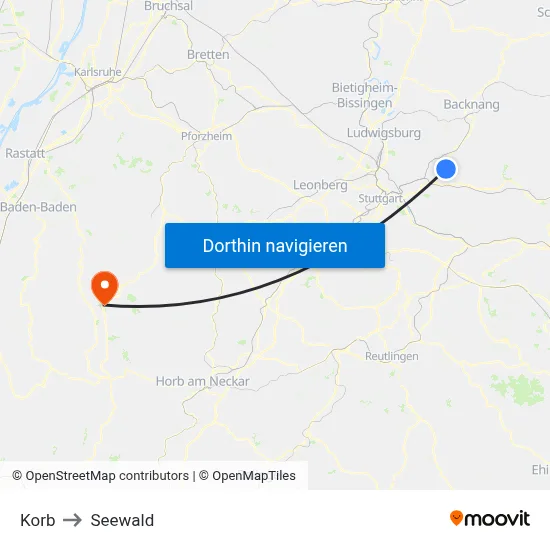 Korb to Seewald map