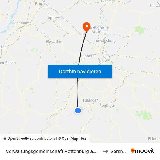 Verwaltungsgemeinschaft Rottenburg am Neckar to Sersheim map