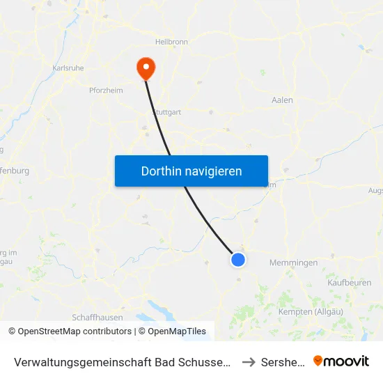 Verwaltungsgemeinschaft Bad Schussenried to Sersheim map