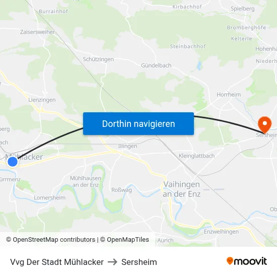 Vvg Der Stadt Mühlacker to Sersheim map