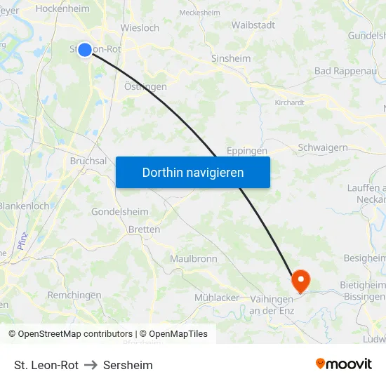 St. Leon-Rot to Sersheim map