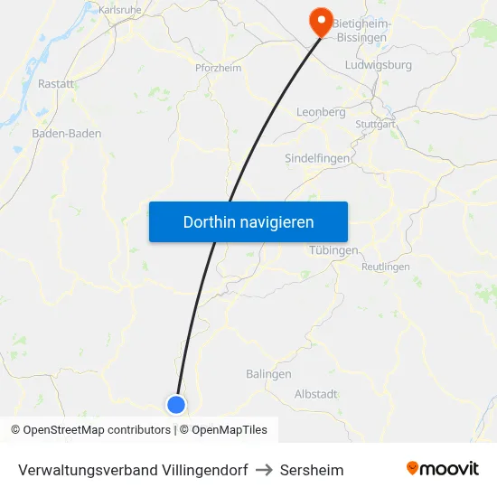 Verwaltungsverband Villingendorf to Sersheim map