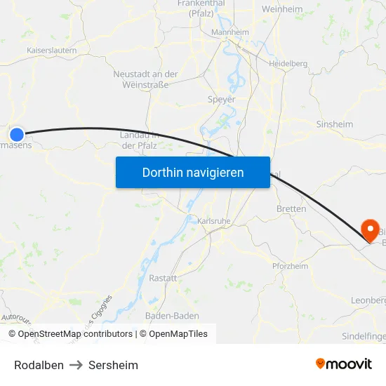 Rodalben to Sersheim map