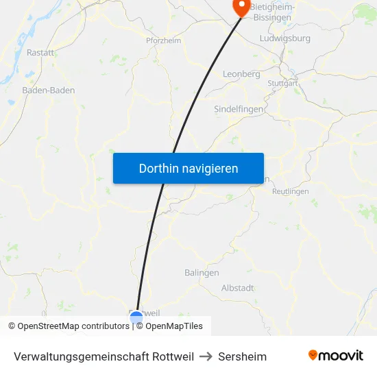 Verwaltungsgemeinschaft Rottweil to Sersheim map