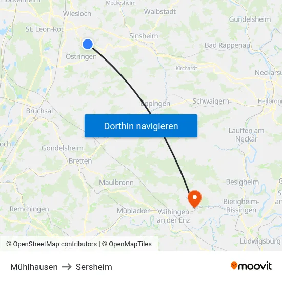 Mühlhausen to Sersheim map
