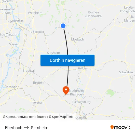 Eberbach to Sersheim map