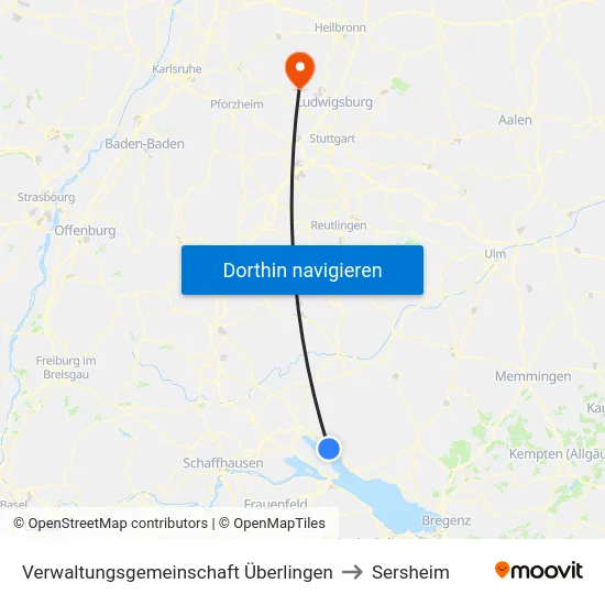 Verwaltungsgemeinschaft Überlingen to Sersheim map