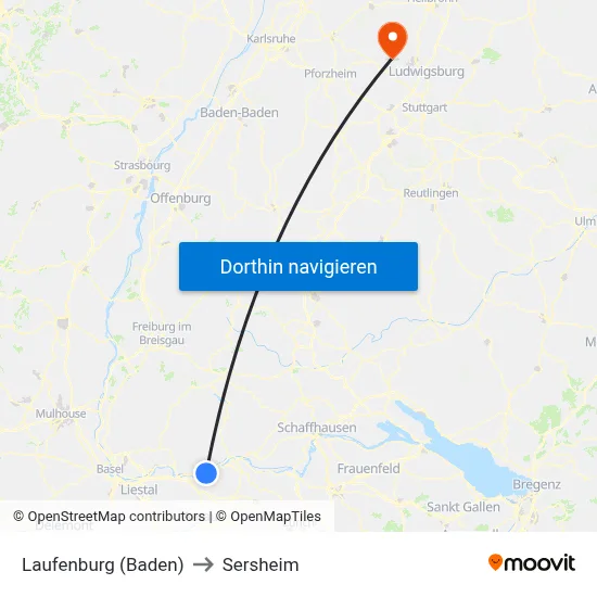 Laufenburg (Baden) to Sersheim map