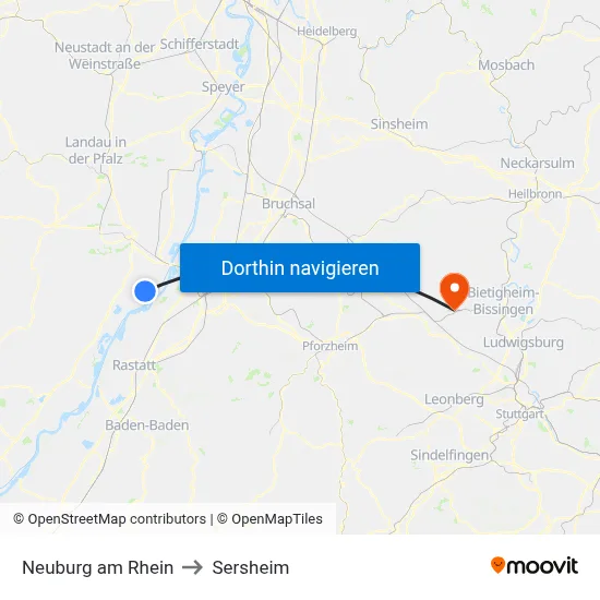Neuburg am Rhein to Sersheim map