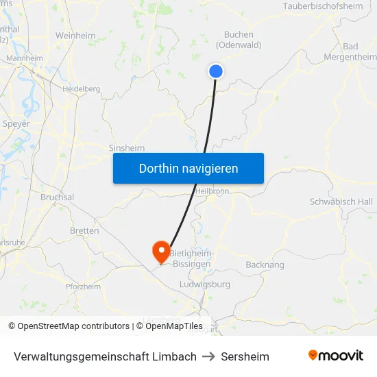 Verwaltungsgemeinschaft Limbach to Sersheim map