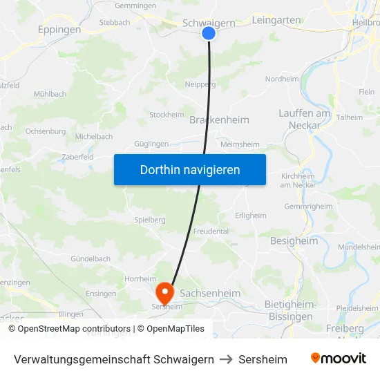 Verwaltungsgemeinschaft Schwaigern to Sersheim map