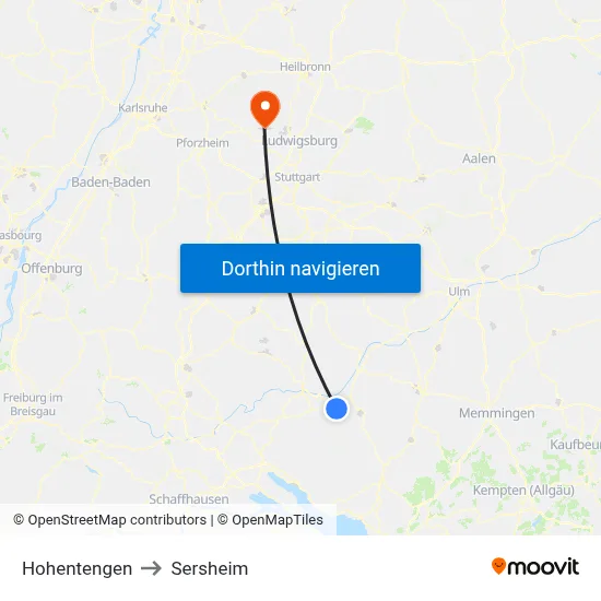Hohentengen to Sersheim map