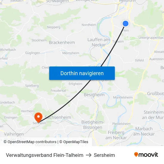 Verwaltungsverband Flein-Talheim to Sersheim map
