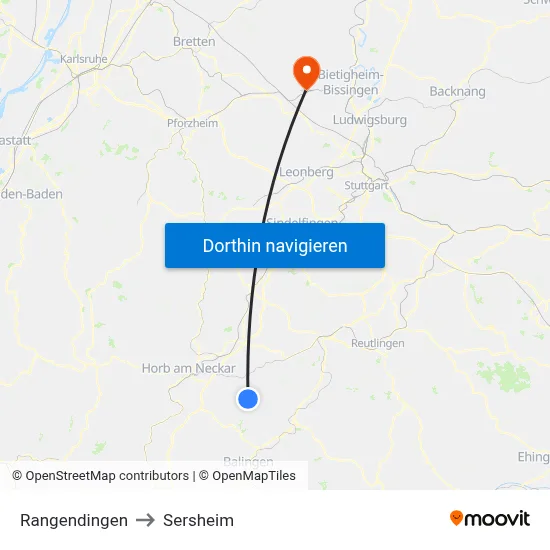 Rangendingen to Sersheim map