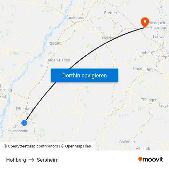 Hohberg to Sersheim map