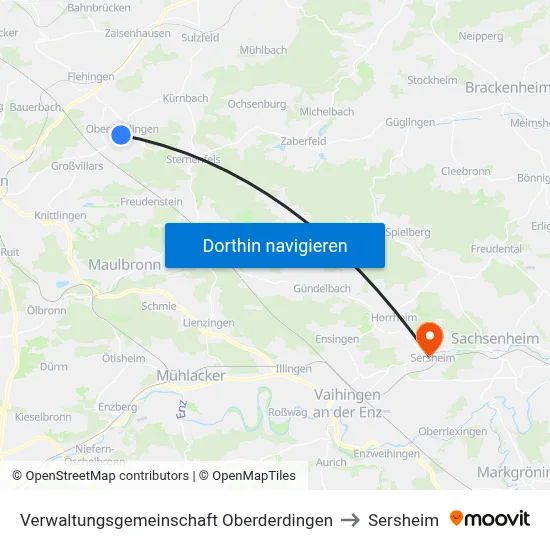 Verwaltungsgemeinschaft Oberderdingen to Sersheim map