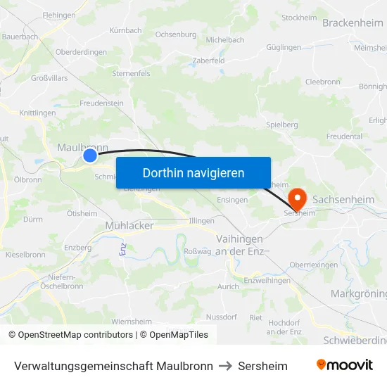 Verwaltungsgemeinschaft Maulbronn to Sersheim map