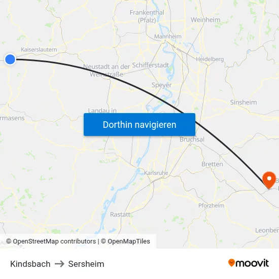 Kindsbach to Sersheim map