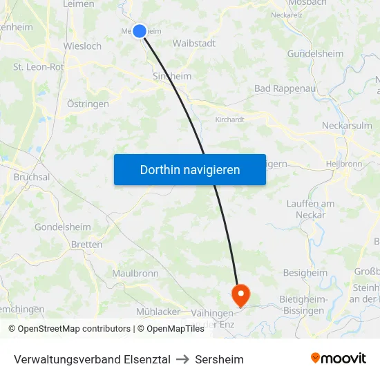 Verwaltungsverband Elsenztal to Sersheim map