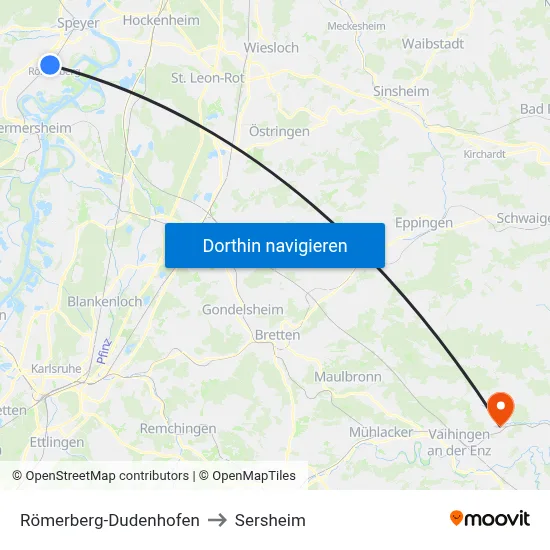 Römerberg-Dudenhofen to Sersheim map