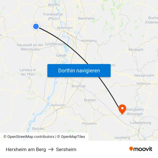Herxheim am Berg to Sersheim map