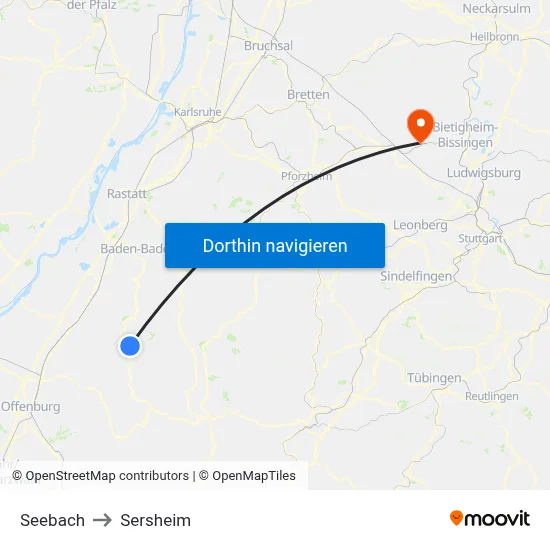 Seebach to Sersheim map
