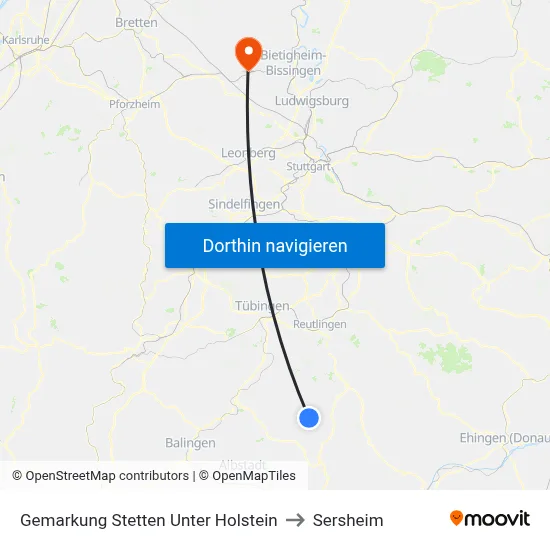 Gemarkung Stetten Unter Holstein to Sersheim map