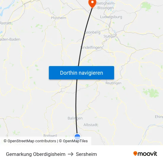 Gemarkung Oberdigisheim to Sersheim map