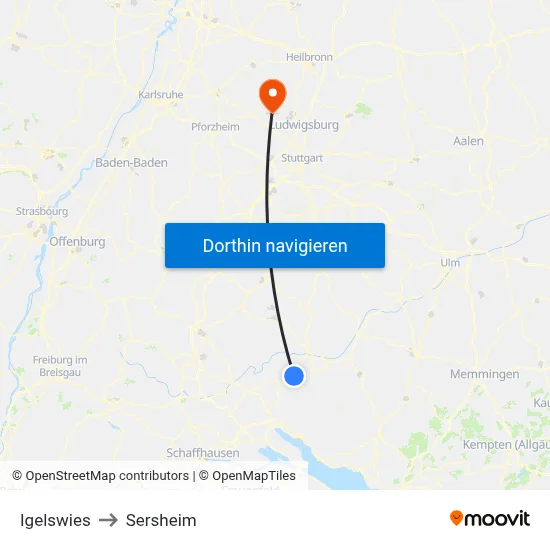 Igelswies to Sersheim map