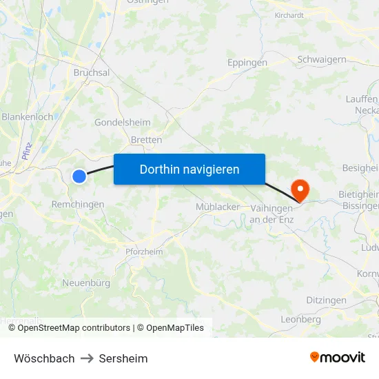 Wöschbach to Sersheim map