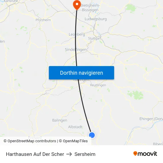 Harthausen Auf Der Scher to Sersheim map
