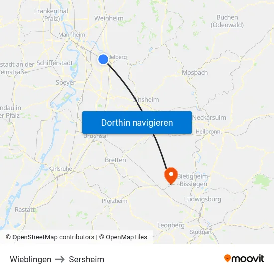 Wieblingen to Sersheim map