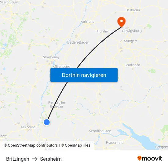 Britzingen to Sersheim map