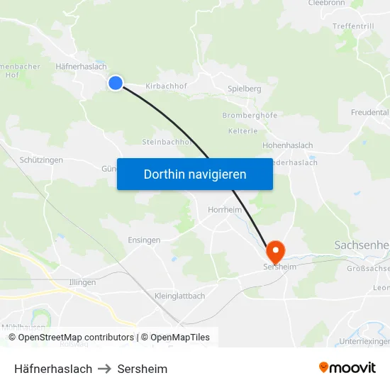 Häfnerhaslach to Sersheim map