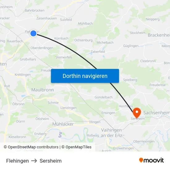 Flehingen to Sersheim map