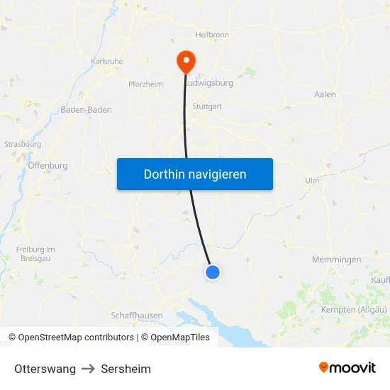 Otterswang to Sersheim map