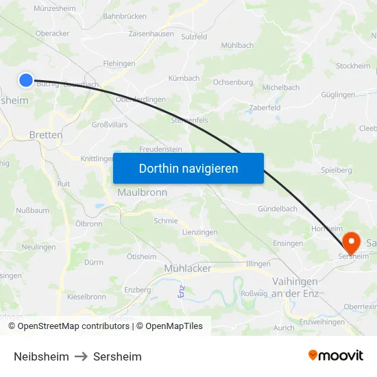 Neibsheim to Sersheim map