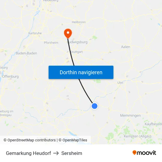 Gemarkung Heudorf to Sersheim map