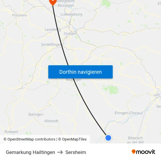 Gemarkung Hailtingen to Sersheim map