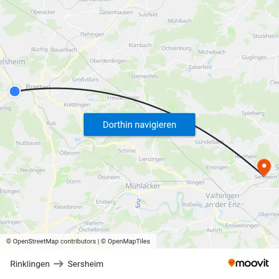 Rinklingen to Sersheim map