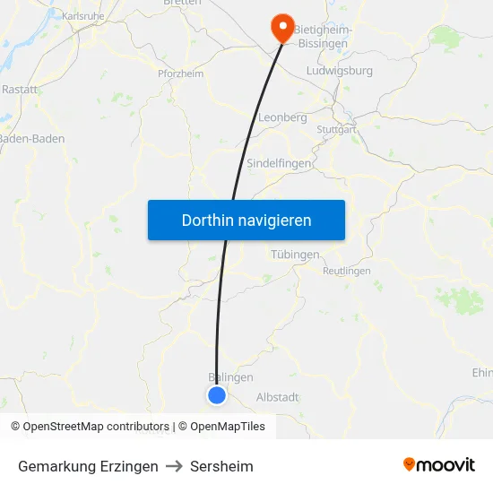 Gemarkung Erzingen to Sersheim map