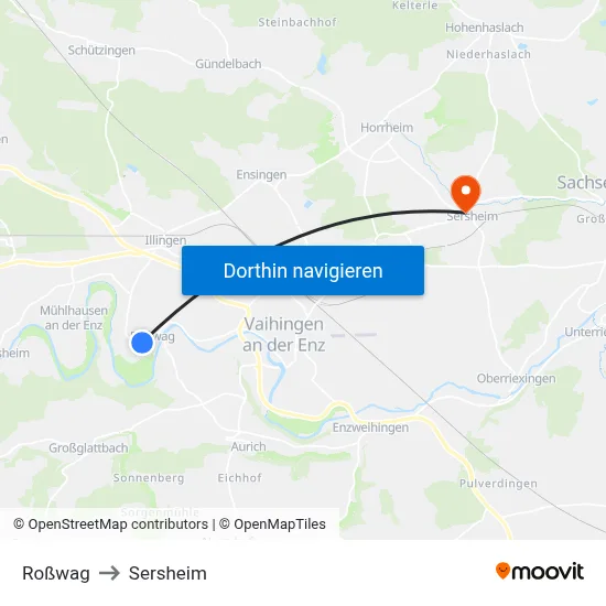 Roßwag to Sersheim map