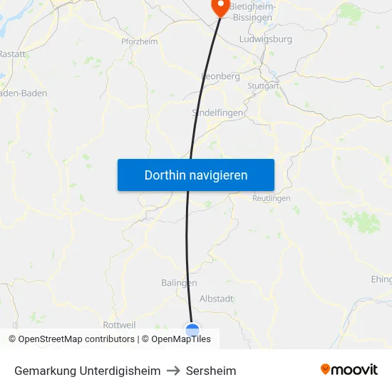 Gemarkung Unterdigisheim to Sersheim map