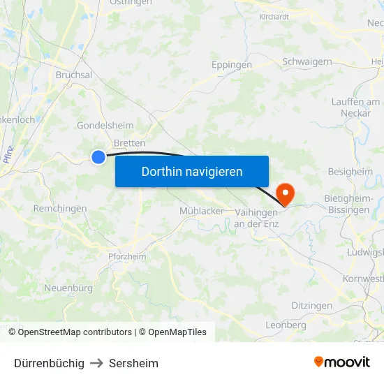 Dürrenbüchig to Sersheim map