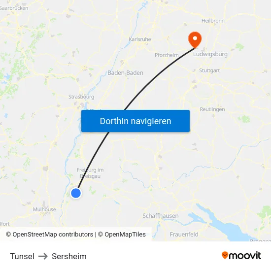 Tunsel to Sersheim map