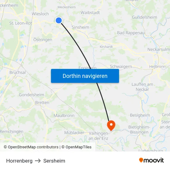 Horrenberg to Sersheim map