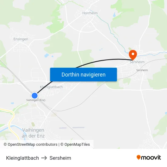 Kleinglattbach to Sersheim map