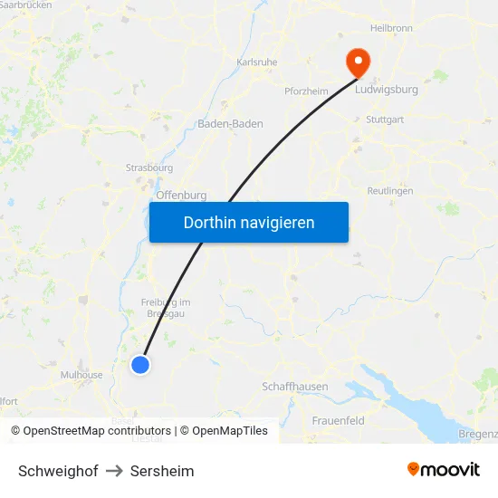 Schweighof to Sersheim map