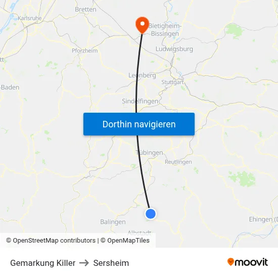 Gemarkung Killer to Sersheim map